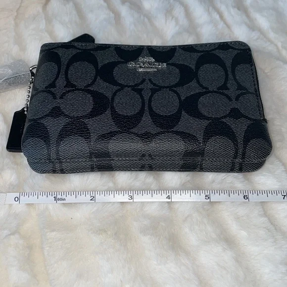 Coach Double Corner Zip Wristlet In Signature Canvas - Picture 7 of 8